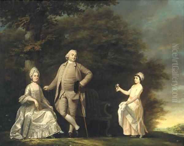 Group portrait of the Hussey family, small full-length, in the garden of Wargrave Hill House, Berkshire - view 1