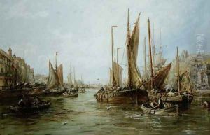 Quayside with Fishing Boats by William Edward Webb