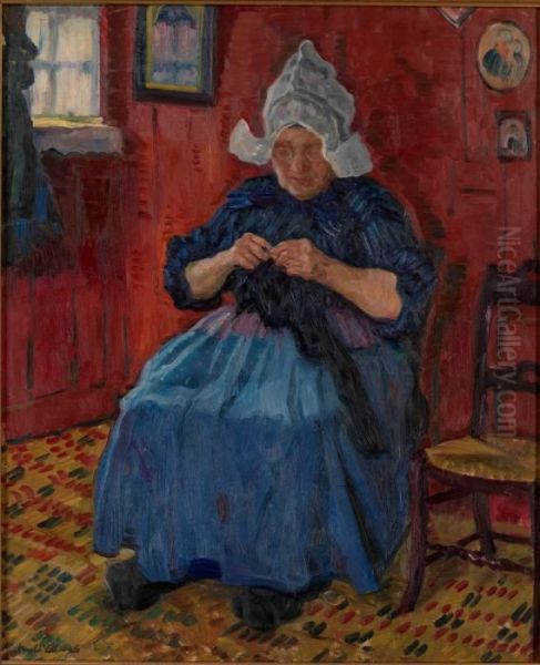 Old Lady Knitting - view 1