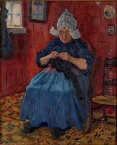 Old Lady Knitting by Arnold Borisovic Lakowskij