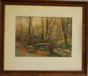 Late Fall Landscape With Stream by Edwin, Lamasure Jr.