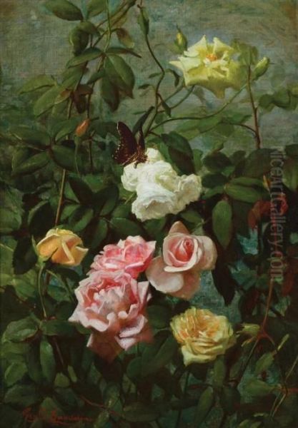 Still Life With Roses And Butterfly - view 1