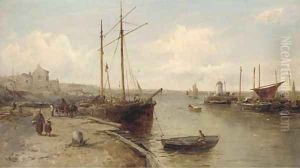 Unloading at the quayside, Castletown by William Edward Webb