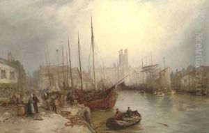 Exeter cathedral from the river Exe by William Edward Webb