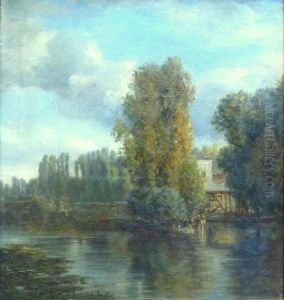 Bord De Riviere by Emile Charles Lambinet