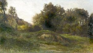 Hugelige Landschaftspartie Mit Kuhherde Bei Einem Bach