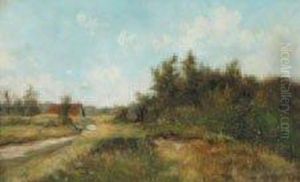 "femme Au Bord Du Chemin" Huile Surpanneau, Signee En Bas A Droite, 24,2 X 38,6 Cm "femme Au Bord Du Chemin" Huile Surpanneau, Signee En Bas A Droite, 24,2 X 38,6 Cm