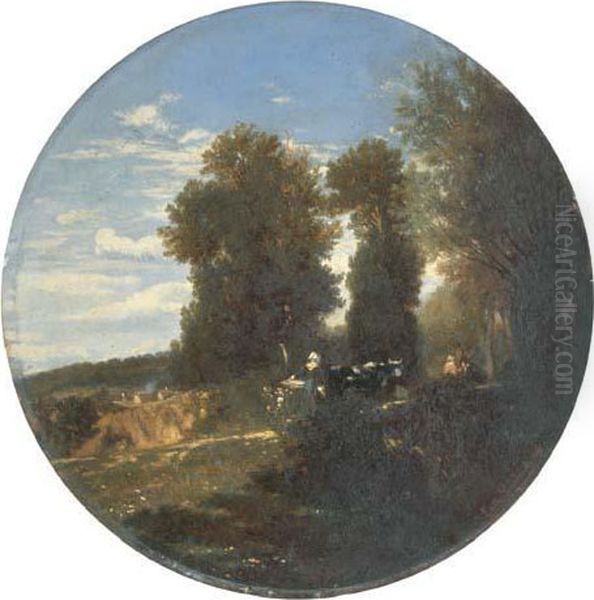 Paysannes Et Leur Troupeau Dans La Foret - view 1