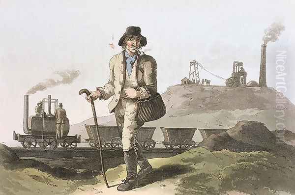 Blenkinsop locomotive at Middleton colliery near Leeds, from Costume of Yorkshire engraved by Robert Havell (1769-1832) 1814 - view 1