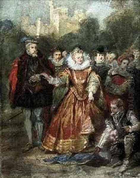 Sir Walter Raleigh Laying His Cloak Before Elizabeth I - view 1