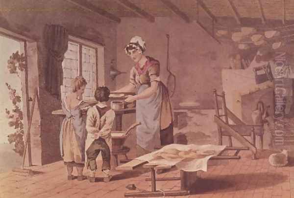 Making oat cakes, engraved by the Havell Brothers, pub. 1813 by Robinson and Son - view 1