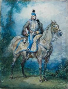 Portrait Equestre D'un Hussard by Eugene Louis Lami