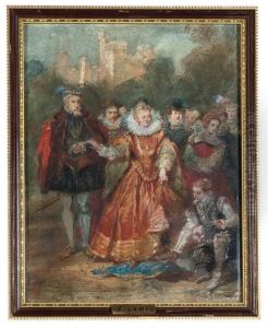 Sir Walter Raleigh Laying His Cloak Before Queen Elizabeth I by Eugene Louis Lami