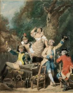 Elle Aime A Rire, Elle Aime A Boire by Eugene Louis Lami