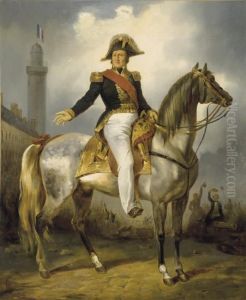 Louis-philippe Devant La Colonne Vendome En 1830 by Eugene Louis Lami