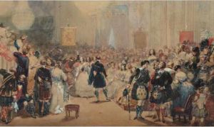 Fete Ecossaise A Buckingham Palace Aquarelle Gouachee