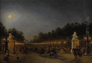 Avenue De Champs Elysees by Eugene Louis Lami