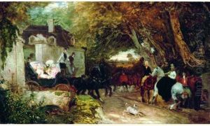 La Sortie De La Caleche by Eugene Louis Lami