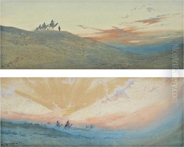 The Camel Train At Dusk; And Another Similar - view 1