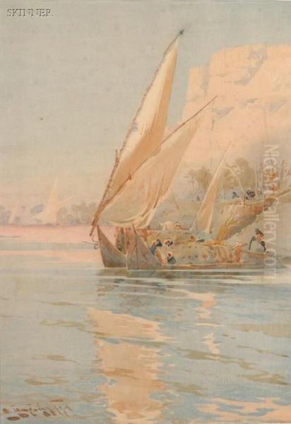 Two Views Of Sailing Along The Nile - view 1