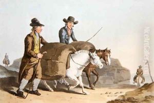 Cloth makers taking cloth to market, from Costume of Yorkshire engraved by Robert Havell by George Walker