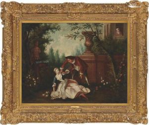 An Amorous Couple In A Classical Garden by Nicolas Lancret