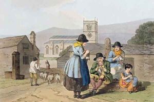 Wensleydale knitters, from Costume of Yorkshire engraved by Robert Havell (1769-1832) 1814 by George Walker
