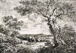 Two cows in a field by George Walker