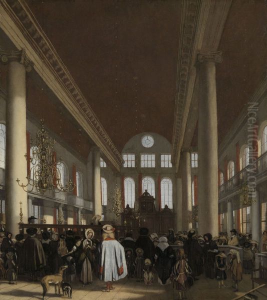 Interior of the Portuguese Synagogue in Amsterdam by Emanuel de Witte