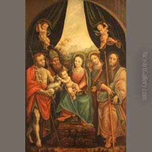 The Madonna And Christ Child With Saints by Bernardino Lanino