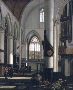 Interior of an Imaginary Protestant Gothic Church by Emanuel de Witte