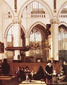 Interior of the Old Church during a Sermon by Emanuel de Witte