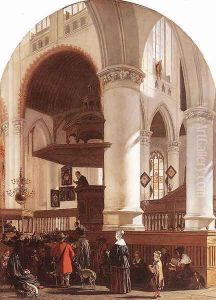 Interior of the Oude Kerk at Delft during a Sermon 1651 by Emanuel de Witte