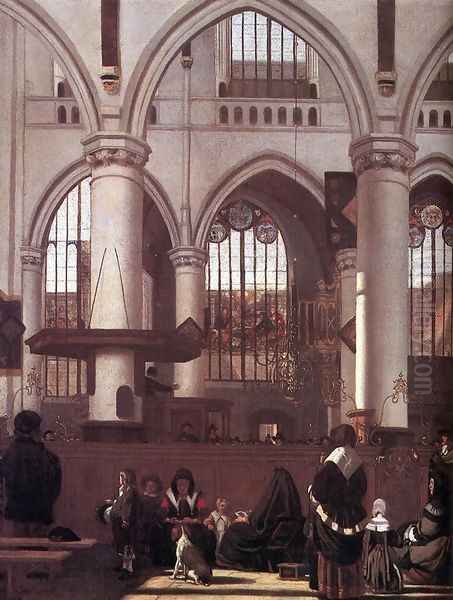 The Interior of the Oude Kerk, Amsterdam, during a Sermon 1658-59 by Emanuel de Witte