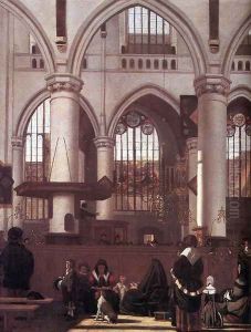The Interior of the Oude Kerk, Amsterdam, during a Sermon 1658-59 by Emanuel de Witte