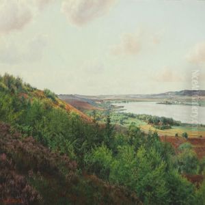 View From The Lakes In Silkeborg by Adolf Larsen