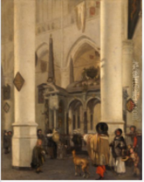Interior of the Nieuwe Kerk in Delft with the Tomb of William the Silent by Emanuel de Witte