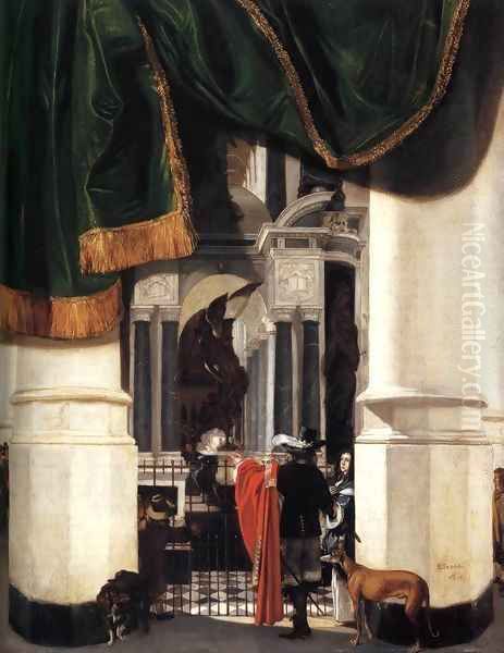 Tomb of William the Silent in the Nieuwe Kerk, Delft, with an Illusionistic Curt by Emanuel de Witte