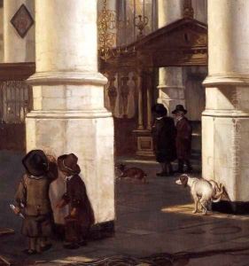 Interior of the Oude Kerk, Delft (detail) by Emanuel de Witte
