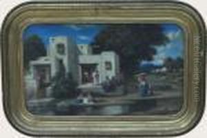 Scene De Village En Algerie by Emmanuel Joseph Lauret