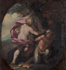 Apollon Et Le Satyre by Cirlce Of Filippo Lauri