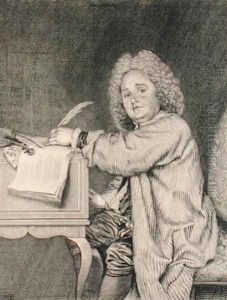 Portrait of Jean-Ferry Rebel (1666-1747) engraved by Moyreau by Jean-Antoine Watteau