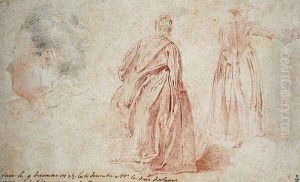 Rear View of Two Women and the Head of a Woman, 1723 by Jean-Antoine Watteau