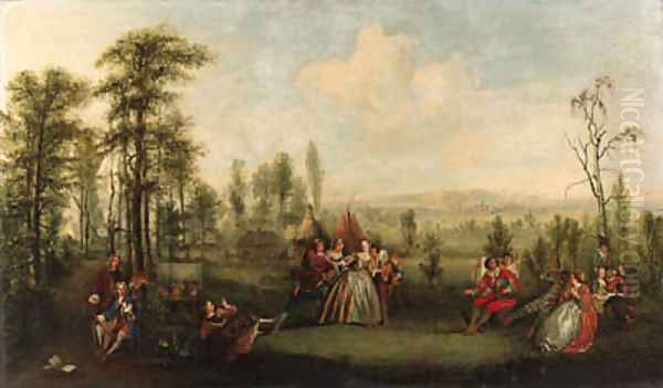 Blind Man's Buff, with the artist at work in the foreground - view 1