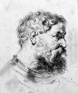 Head of a bearded soldier turned to the right, after Sir Peter Paul Rubens by Jean-Antoine Watteau
