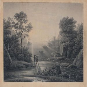 Landscape Scene With People At A Rocky Coast by Claude Lorrain (Claude Gellee)