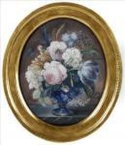 Still Lifes Of Summer Flowers In A Vase On A Marble Ledge