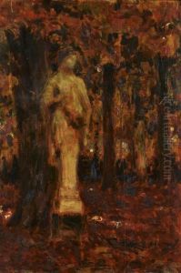 La Statue De Versailles by Henri Eugene Augustin Le Sidaner