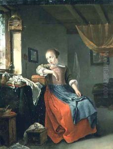 Young Girl Seated Before a Window by Thomas Wyck