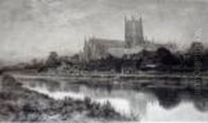Worcester Cathedral From The River by Benjamin Williams Leader